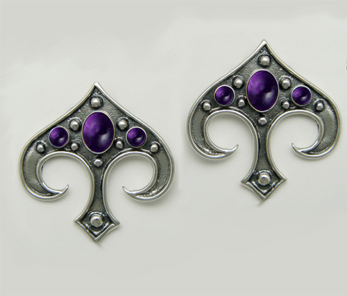 Sterling Silver Gothic Inspired Drop Dangle Earrings With Amethyst